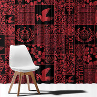 Black Tonga Kilisimasi Fiefia Window Curtain Pacific Patchwork Xmas Vibes - Polynesian Pride