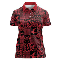Black Tonga Kilisimasi Fiefia Women Polo Shirt Pacific Patchwork Xmas Vibes - Polynesian Pride