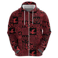 Black Tonga Kilisimasi Fiefia Zip Hoodie Pacific Patchwork Xmas Vibes - Polynesian Pride