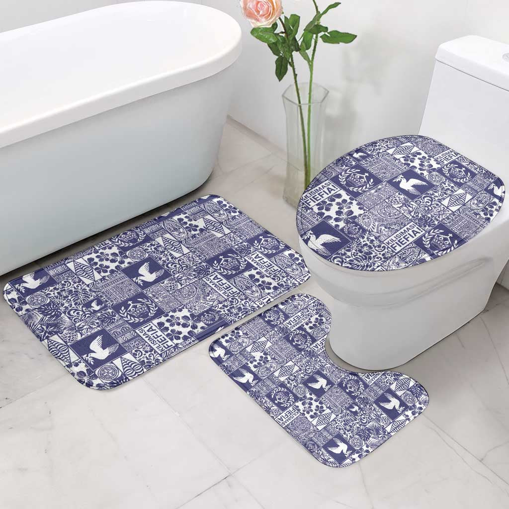 Blue Tonga Kilisimasi Fiefia Bathroom Set Pacific Patchwork Xmas Vibes - Polynesian Pride
