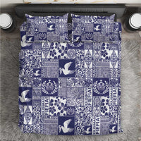 Blue Tonga Kilisimasi Fiefia Bedding Set Pacific Patchwork Xmas Vibes - Polynesian Pride