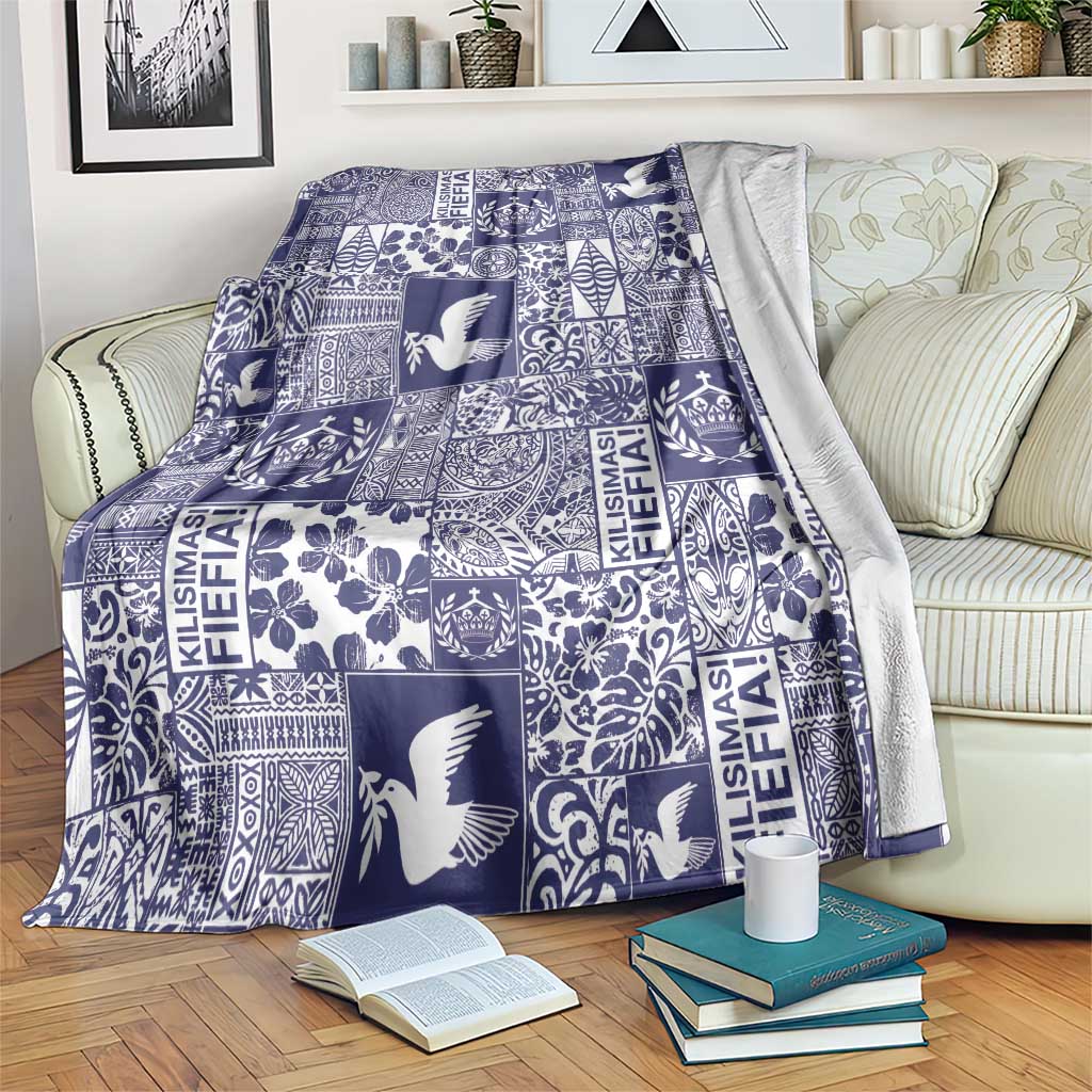 Blue Tonga Kilisimasi Fiefia Blanket Pacific Patchwork Xmas Vibes - Polynesian Pride