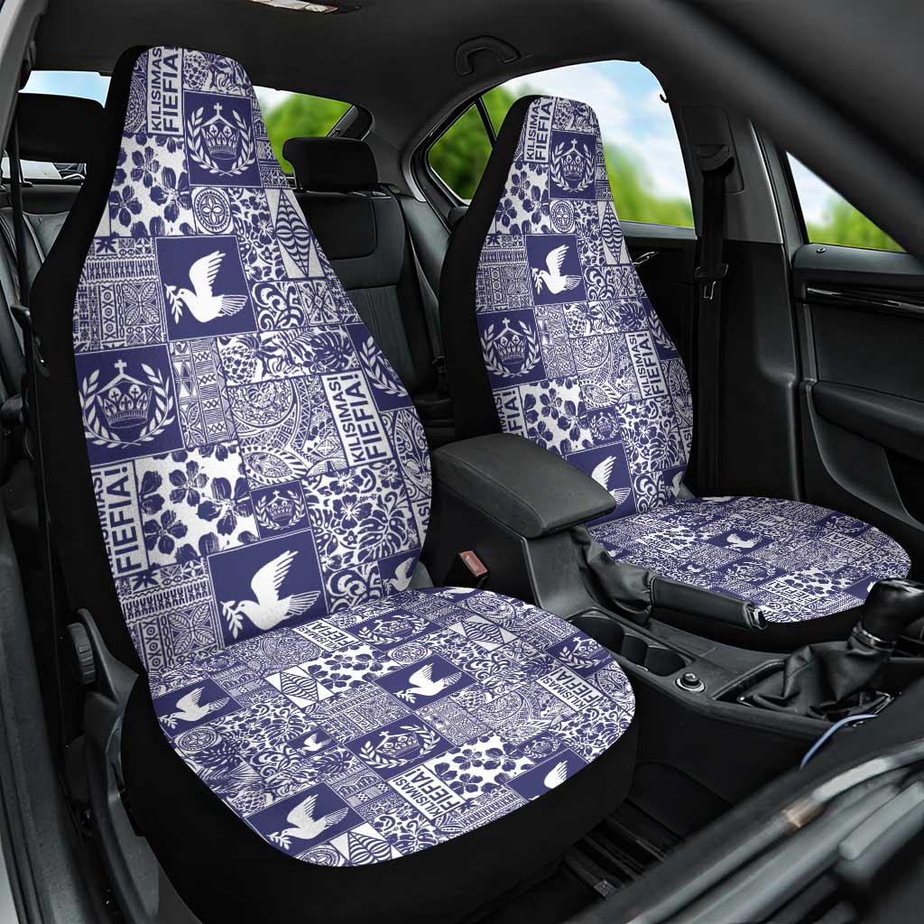 Blue Tonga Kilisimasi Fiefia Car Seat Cover Pacific Patchwork Xmas Vibes - Polynesian Pride