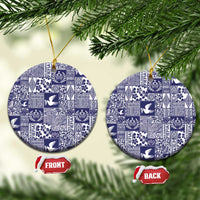 Blue Tonga Kilisimasi Fiefia Ceramic Ornament Pacific Patchwork Xmas Vibes - Polynesian Pride