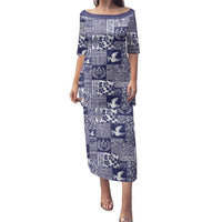 Blue Tonga Kilisimasi Fiefia Family Matching Puletasi and Hawaiian Shirt Pacific Patchwork Xmas Vibes - Polynesian Pride