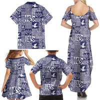 Blue Tonga Kilisimasi Fiefia Family Matching Summer Maxi Dress and Hawaiian Shirt Pacific Patchwork Xmas Vibes - Polynesian Pride