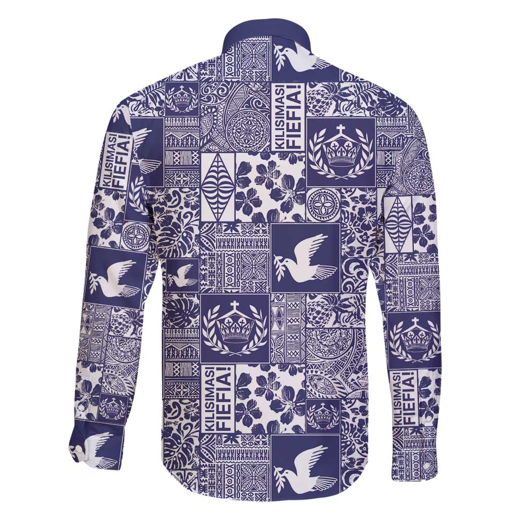 Blue Tonga Kilisimasi Fiefia Family Matching Summer Maxi Dress and Hawaiian Shirt Pacific Patchwork Xmas Vibes - Polynesian Pride