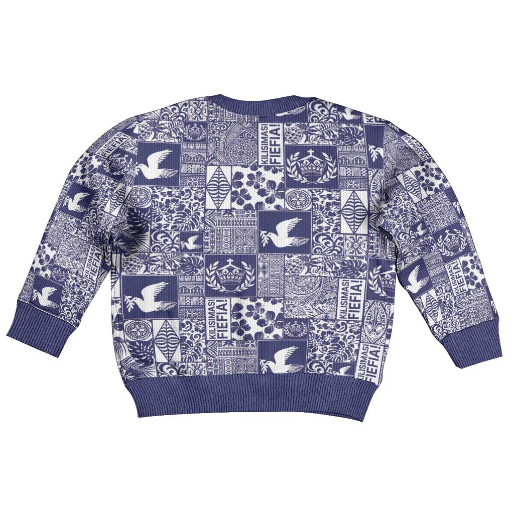 Blue Tonga Kilisimasi Fiefia Kid Ugly Christmas Sweater Pacific Patchwork Xmas Vibes - Polynesian Pride
