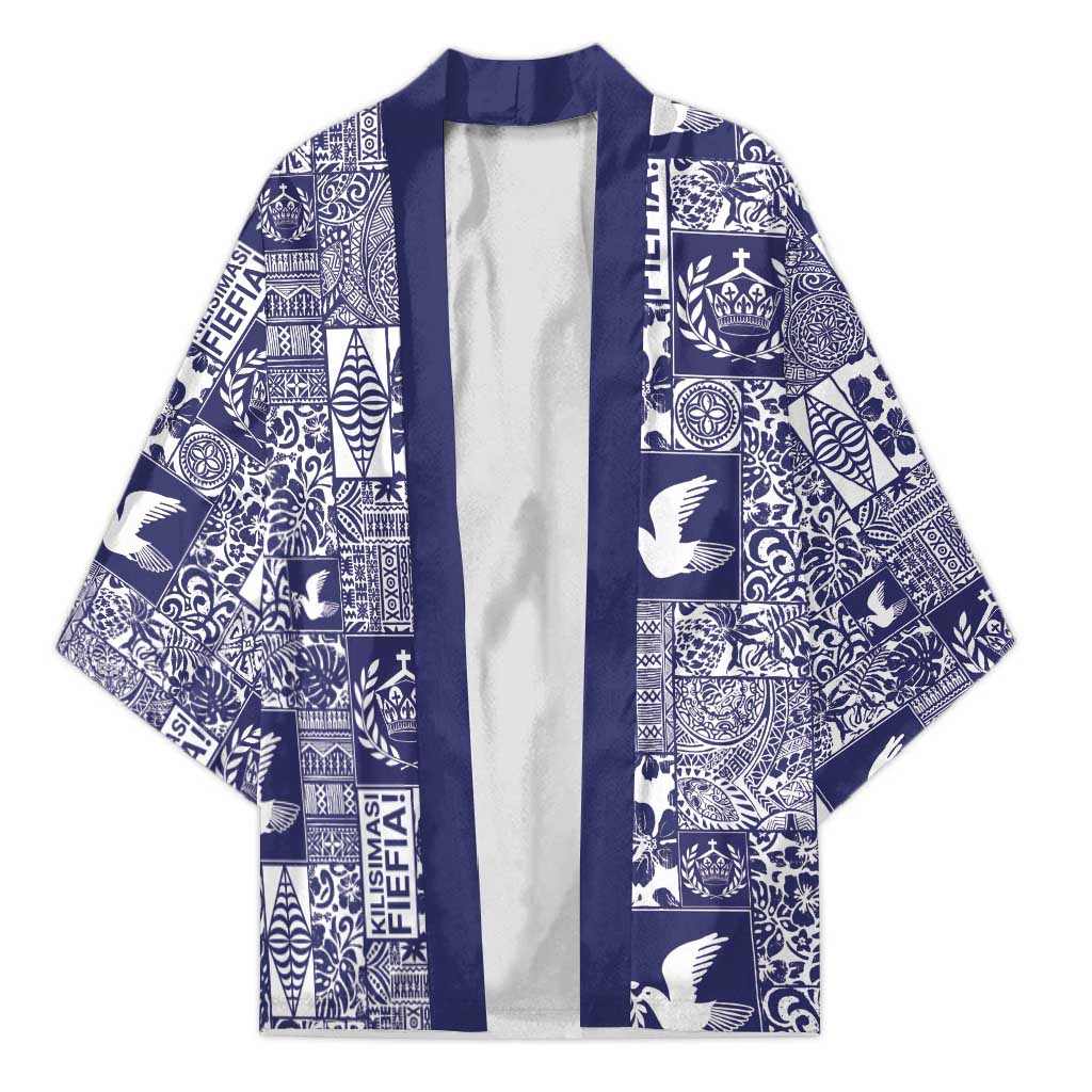 Blue Tonga Kilisimasi Fiefia Kimono Pacific Patchwork Xmas Vibes - Polynesian Pride