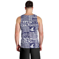 Blue Tonga Kilisimasi Fiefia Men Tank Top Pacific Patchwork Xmas Vibes - Polynesian Pride