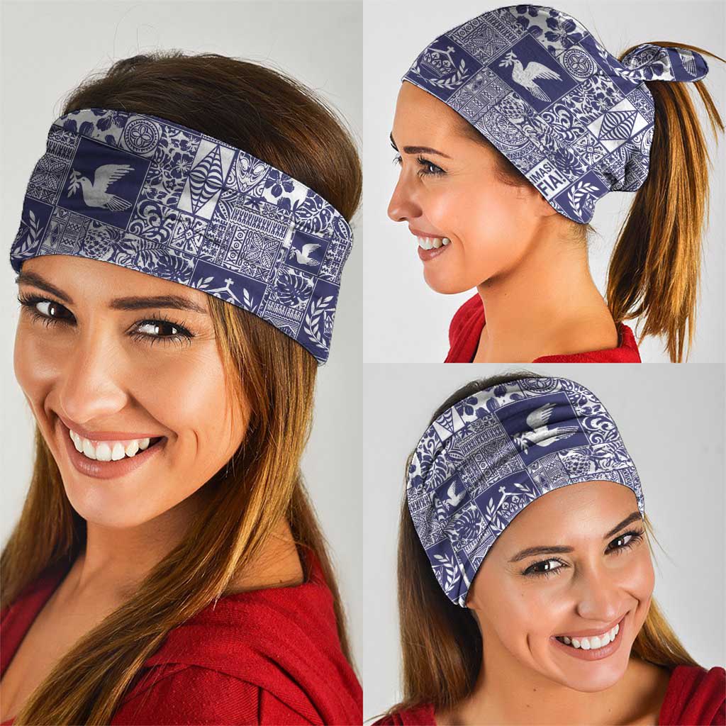 Blue Tonga Kilisimasi Fiefia Neck Gaiter Pacific Patchwork Xmas Vibes - Polynesian Pride