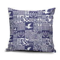 Blue Tonga Kilisimasi Fiefia Pillow Cover Pacific Patchwork Xmas Vibes - Polynesian Pride