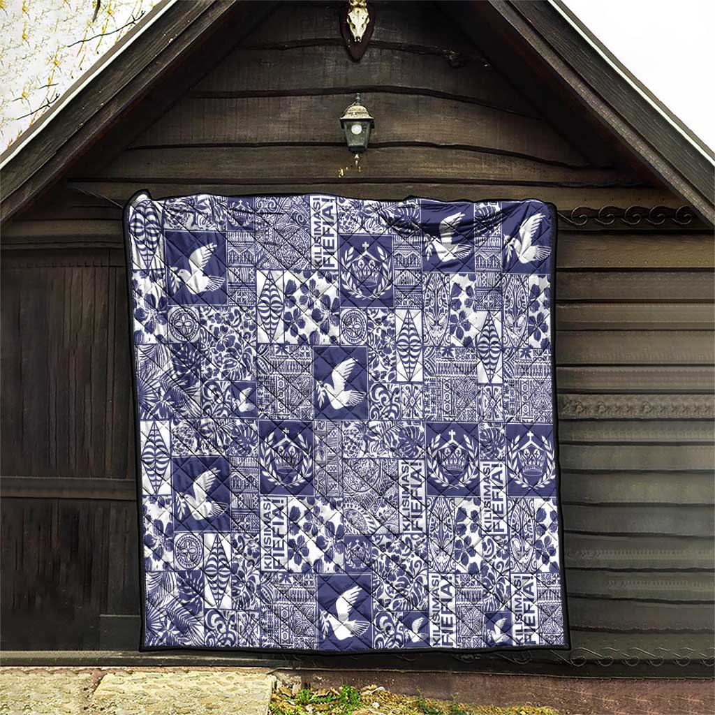 Blue Tonga Kilisimasi Fiefia Quilt Pacific Patchwork Xmas Vibes - Polynesian Pride