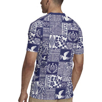 Blue Tonga Kilisimasi Fiefia Rugby Jersey Pacific Patchwork Xmas Vibes - Polynesian Pride