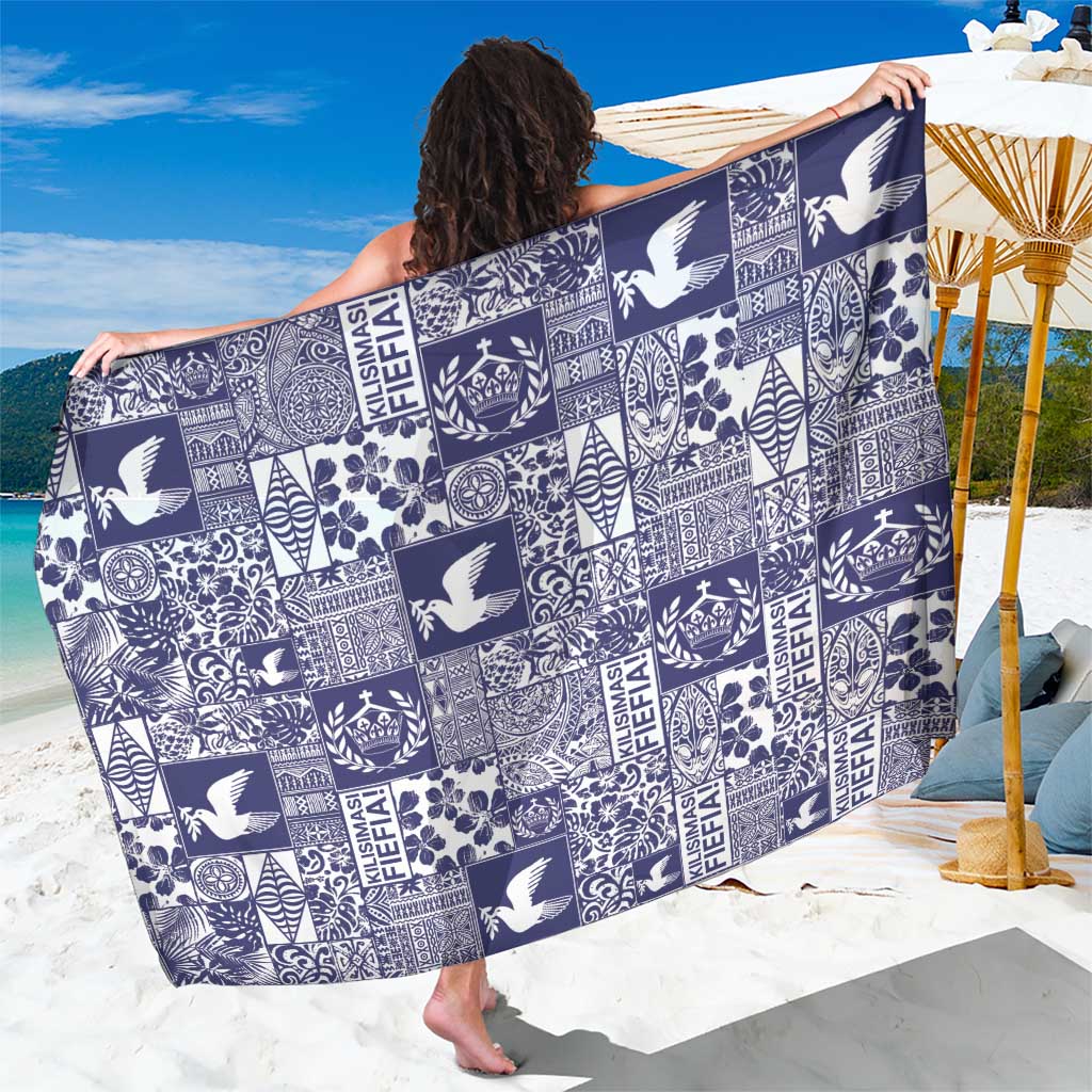 Blue Tonga Kilisimasi Fiefia Sarong Pacific Patchwork Xmas Vibes - Polynesian Pride
