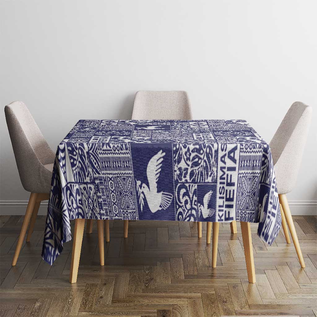Blue Tonga Kilisimasi Fiefia Tablecloth Pacific Patchwork Xmas Vibes - Polynesian Pride