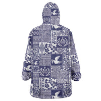 Blue Tonga Kilisimasi Fiefia Wearable Blanket Hoodie Pacific Patchwork Xmas Vibes - Polynesian Pride