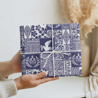 Blue Tonga Kilisimasi Fiefia Wrapping Paper Pacific Patchwork Xmas Vibes - Polynesian Pride