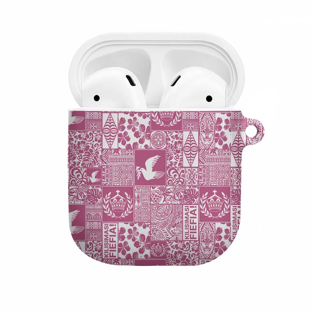Pink Tonga Kilisimasi Fiefia AirPods Case Pacific Patchwork Xmas Vibes - Polynesian Pride