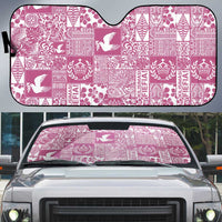 Pink Tonga Kilisimasi Fiefia Auto Sun Shade Pacific Patchwork Xmas Vibes - Polynesian Pride