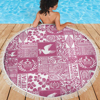 Pink Tonga Kilisimasi Fiefia Beach Blanket Pacific Patchwork Xmas Vibes - Polynesian Pride