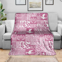 Pink Tonga Kilisimasi Fiefia Blanket Pacific Patchwork Xmas Vibes - Polynesian Pride