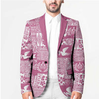 Pink Tonga Kilisimasi Fiefia Blazer Pacific Patchwork Xmas Vibes - Polynesian Pride