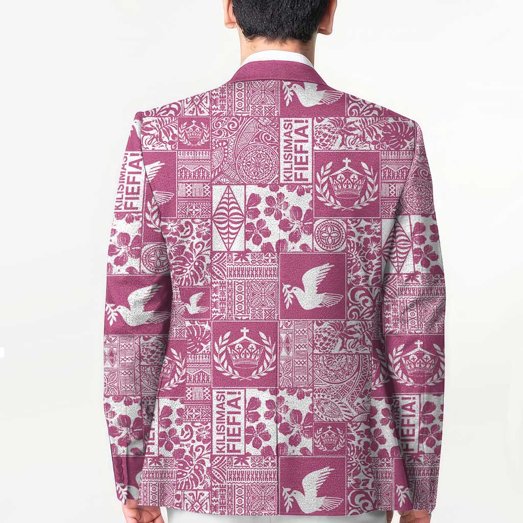 Pink Tonga Kilisimasi Fiefia Blazer Pacific Patchwork Xmas Vibes - Polynesian Pride