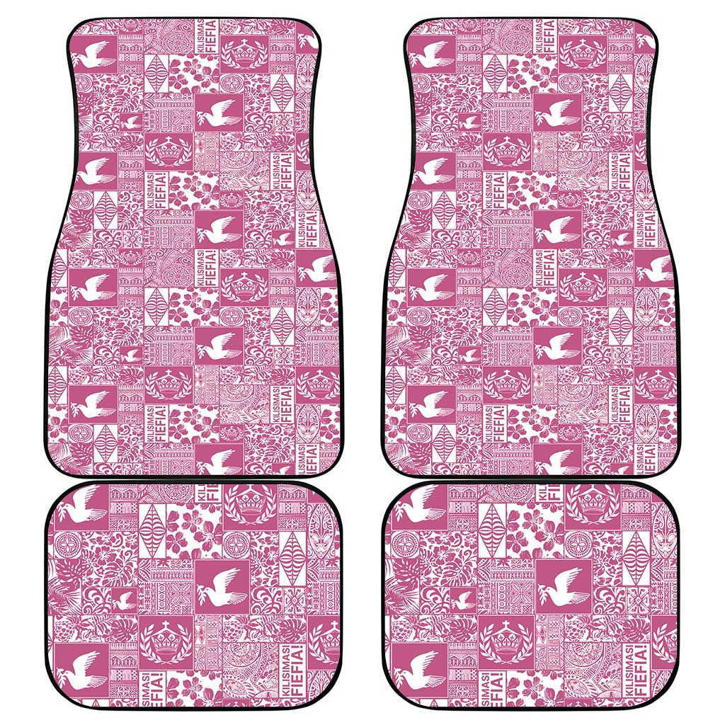 Pink Tonga Kilisimasi Fiefia Car Mats Pacific Patchwork Xmas Vibes - Polynesian Pride