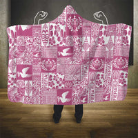 Pink Tonga Kilisimasi Fiefia Hooded Blanket Pacific Patchwork Xmas Vibes - Polynesian Pride