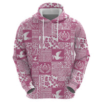 Pink Tonga Kilisimasi Fiefia Hoodie Pacific Patchwork Xmas Vibes - Polynesian Pride