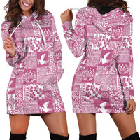 Pink Tonga Kilisimasi Fiefia Hoodie Dress Pacific Patchwork Xmas Vibes - Polynesian Pride
