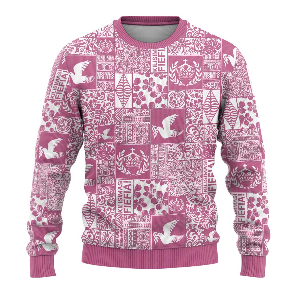 Pink Tonga Kilisimasi Fiefia Ugly Christmas Sweater Pacific Patchwork Xmas Vibes - Polynesian Pride