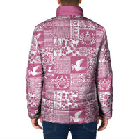 Pink Tonga Kilisimasi Fiefia Padded Jacket Pacific Patchwork Xmas Vibes - Polynesian Pride