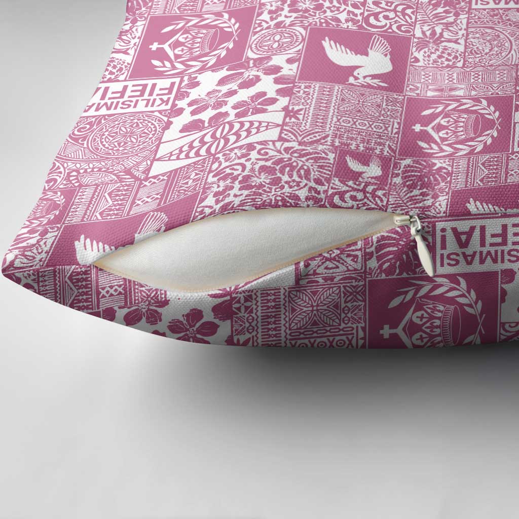 Pink Tonga Kilisimasi Fiefia Pillow Cover Pacific Patchwork Xmas Vibes - Polynesian Pride