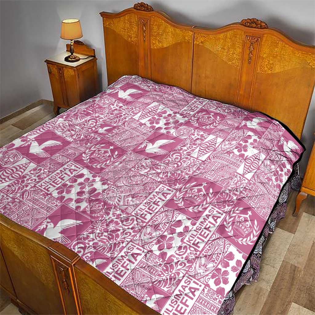Pink Tonga Kilisimasi Fiefia Quilt Pacific Patchwork Xmas Vibes - Polynesian Pride