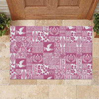 Pink Tonga Kilisimasi Fiefia Rubber Doormat Pacific Patchwork Xmas Vibes - Polynesian Pride