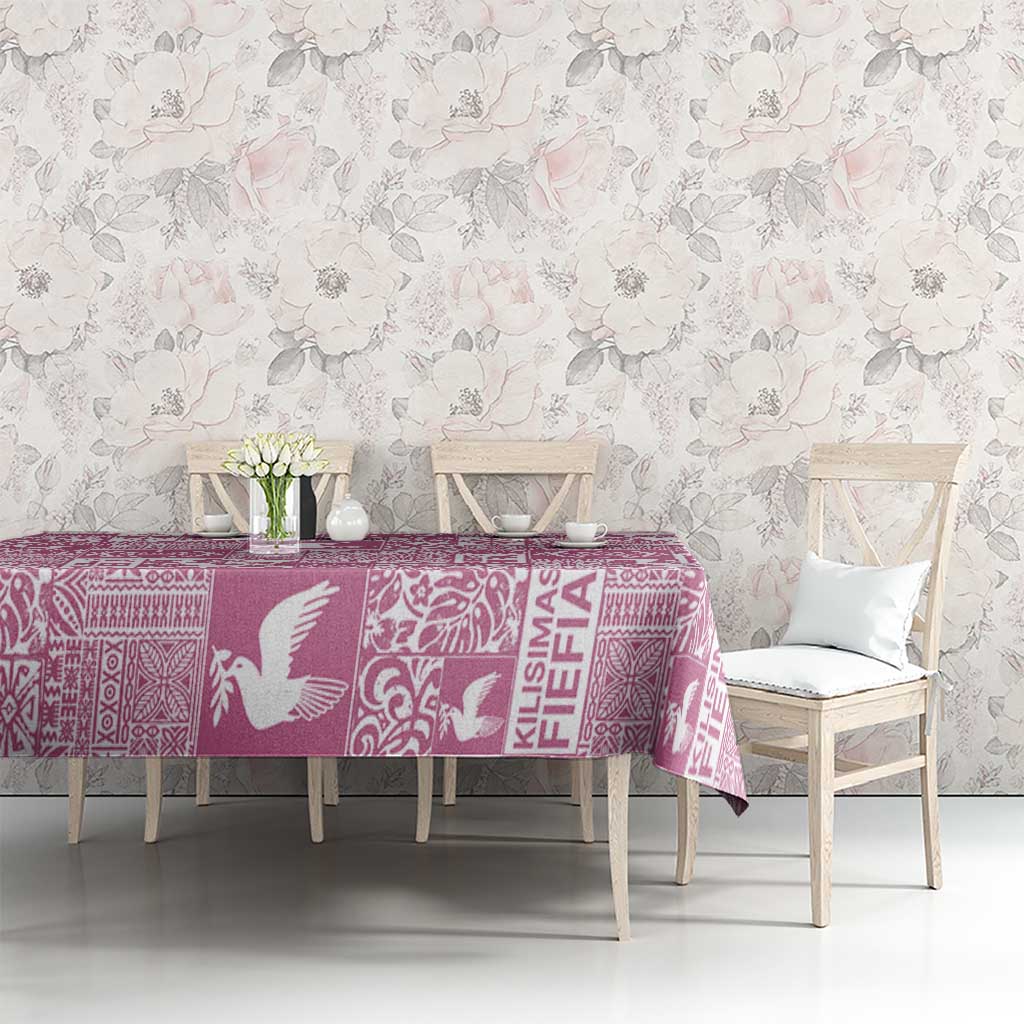 Pink Tonga Kilisimasi Fiefia Tablecloth Pacific Patchwork Xmas Vibes - Polynesian Pride