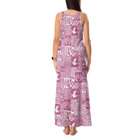 Pink Tonga Kilisimasi Fiefia Tank Maxi Dress Pacific Patchwork Xmas Vibes - Polynesian Pride