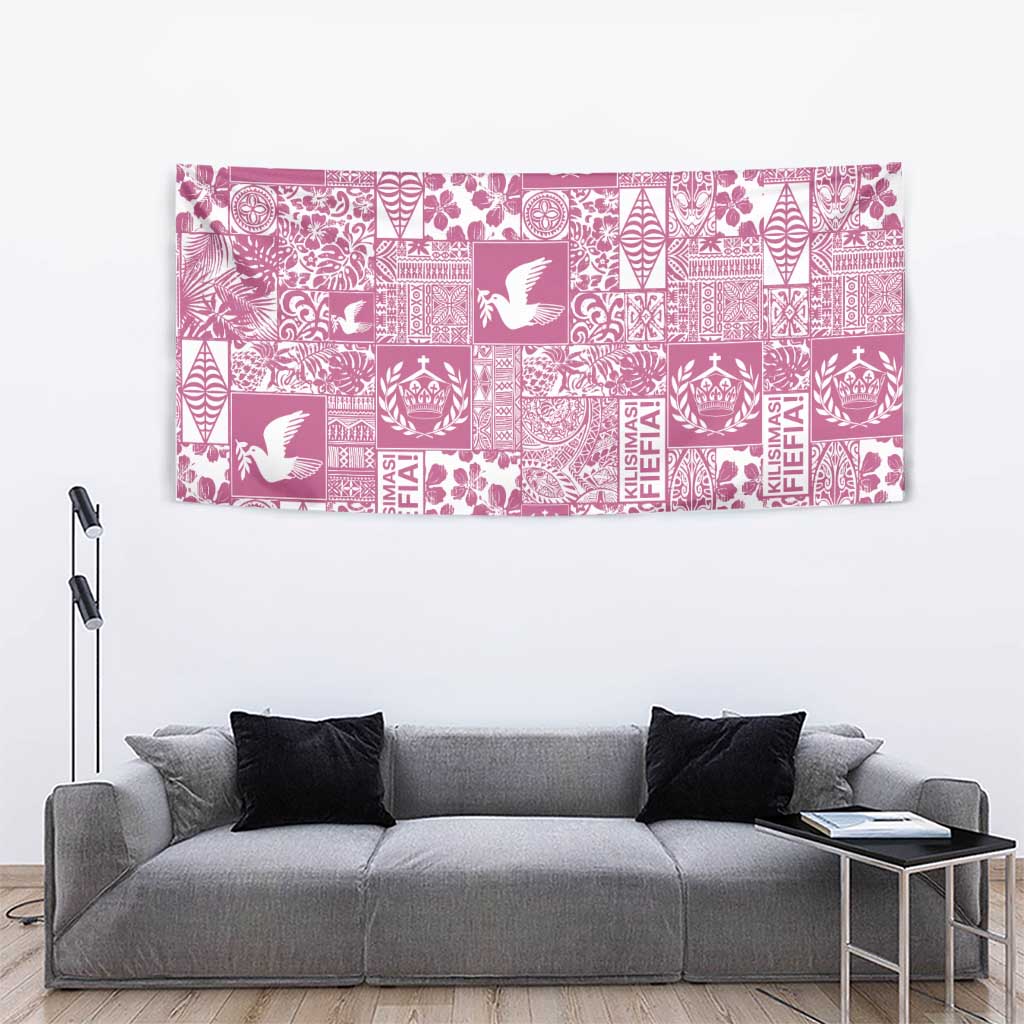 Pink Tonga Kilisimasi Fiefia Tapestry Pacific Patchwork Xmas Vibes - Polynesian Pride