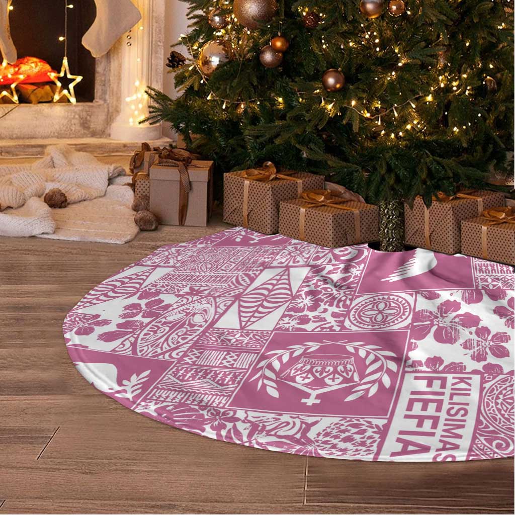 Pink Tonga Kilisimasi Fiefia Tree Skirt Pacific Patchwork Xmas Vibes - Polynesian Pride