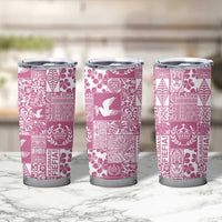 Pink Tonga Kilisimasi Fiefia Tumbler Cup Pacific Patchwork Xmas Vibes - Polynesian Pride