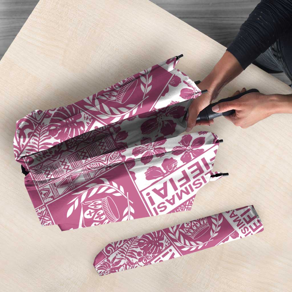 Pink Tonga Kilisimasi Fiefia Umbrella Pacific Patchwork Xmas Vibes - Polynesian Pride