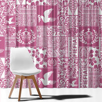 Pink Tonga Kilisimasi Fiefia Window Curtain Pacific Patchwork Xmas Vibes - Polynesian Pride