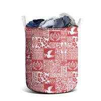 Red Tonga Kilisimasi Fiefia Laundry Basket Pacific Patchwork Xmas Vibes - Polynesian Pride