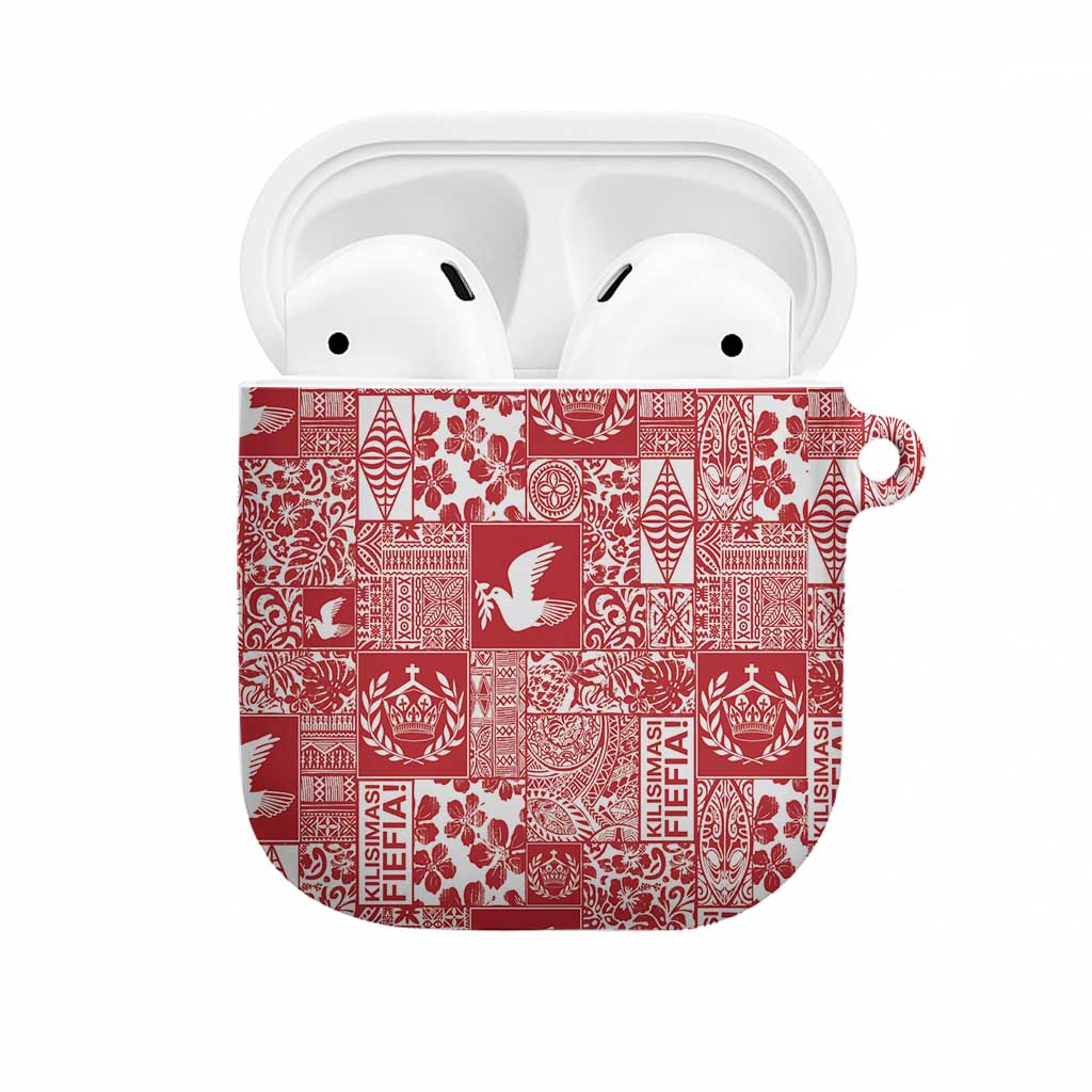 Red Tonga Kilisimasi Fiefia AirPods Case Pacific Patchwork Xmas Vibes - Polynesian Pride