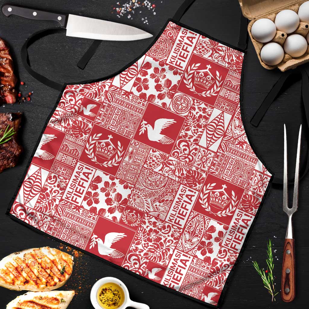 Red Tonga Kilisimasi Fiefia Apron Pacific Patchwork Xmas Vibes - Polynesian Pride
