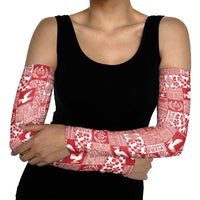 Red Tonga Kilisimasi Fiefia Arm Sleeves Pacific Patchwork Xmas Vibes - Polynesian Pride