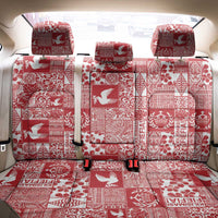 Red Tonga Kilisimasi Fiefia Back Car Seat Cover Pacific Patchwork Xmas Vibes - Polynesian Pride
