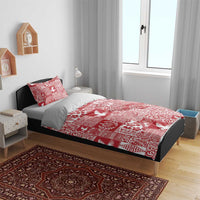 Red Tonga Kilisimasi Fiefia Bedding Set Pacific Patchwork Xmas Vibes - Polynesian Pride